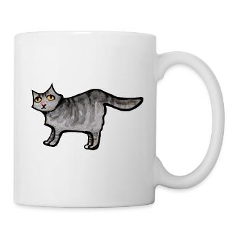 Schnurrbart-Aquarellkatze - Tasse - Weiß - Rechts