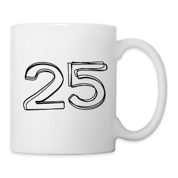 Zahl 25 handgezeichnet - Tasse - Weiß - Rechts