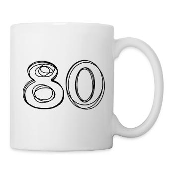 Zahl 80 handgezeichnet - Tasse - Weiß - Rechts
