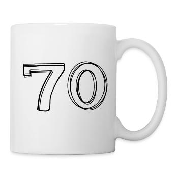 Zahl 70 handgezeichnet - Tasse - Weiß - Rechts