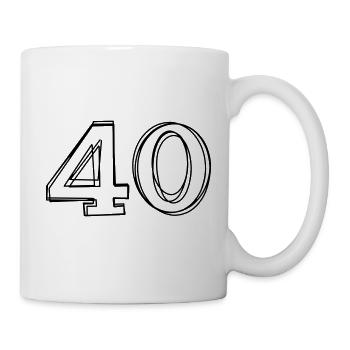 Zahl 40 handgezeichnet - Tasse - Weiß - Rechts