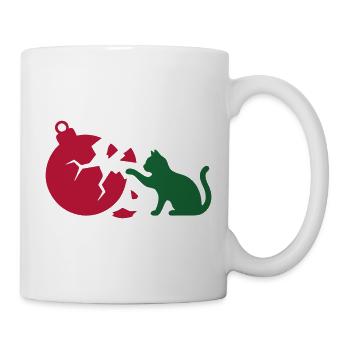 Katze Christbaumkugel Grafik - Tasse - Weiß - Rechts