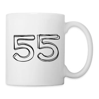 Zahl 55 handgezeichnet - Tasse - Weiß - Rechts
