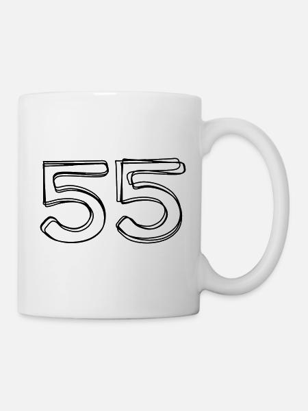 Zahl 55 handgezeichnet - Tasse - Weiß