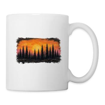 Sonnenuntergang Waldsilhouette - Tasse - Weiß - Rechts