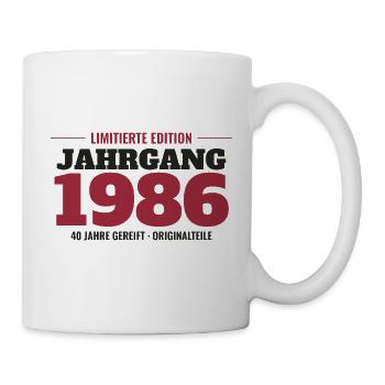 Jahrgang 1986 Limitierte Edition – 40. Geburtstag - Tasse - Weiß - Rechts