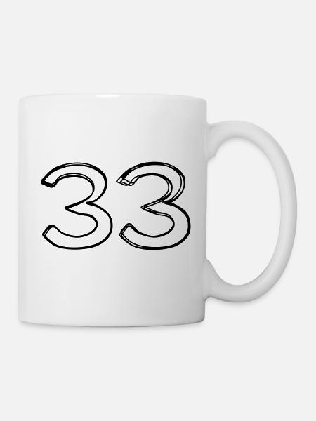 Zahl 33 handgezeichnet - Tasse - Weiß