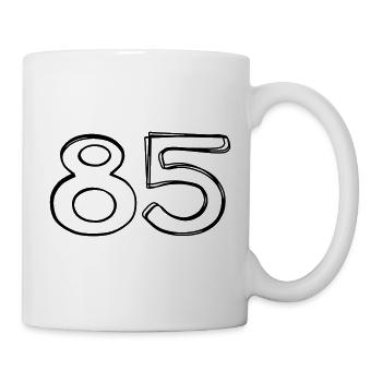 Zahl 85 handgezeichnet - Tasse - Weiß - Rechts