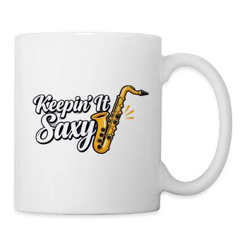 Saxophonist Jazzmusiker Saxophonist Kunst - Tasse - Weiß - Rechts