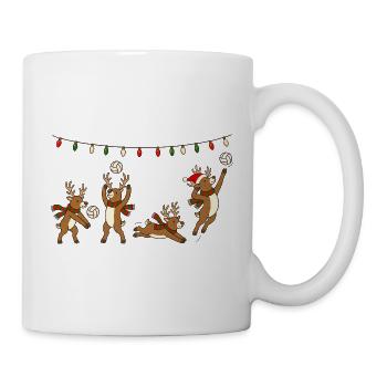 Volleyball Weihnachten Rentiere Wichtelgeschenk - Tasse - Weiß - Rechts