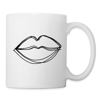Kussmund handgezeichnet - Tasse - Weiß - Rechts