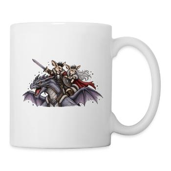 Bunny Punk Serie: Hasenritter auf Drachenreit - Tasse - Weiß - Rechts