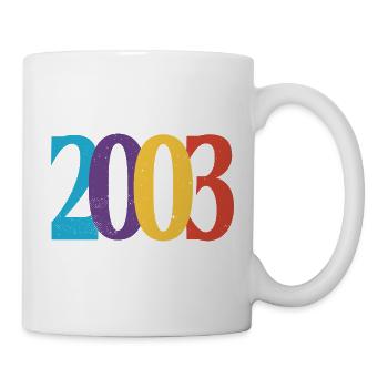 Geboren am Geburtstagsgeschenk-Jubiläum 2003 - Tasse - Weiß - Rechts