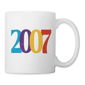 Geboren im Geburtstagsgeschenk-Jubiläum 2007 - Tasse - Weiß - Rechts