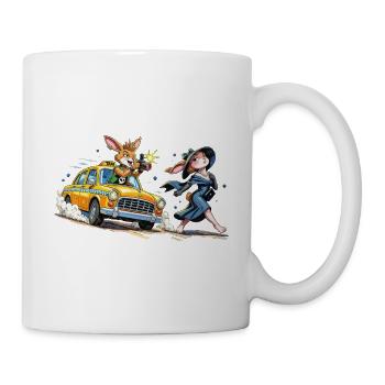 Bunny Punk Serie: Häschen Taxi Verfolgung - Tasse - Weiß - Rechts