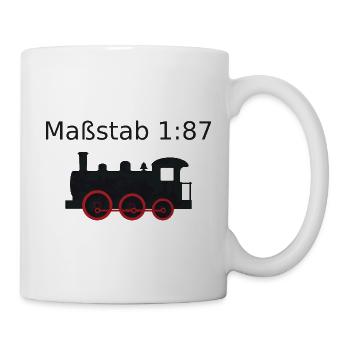 Maßstab 1:87 - Modelleisenbahn H0 Geschenk - Tasse - Weiß - Rechts