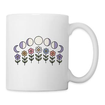 Mondphasen mit Blumen Bogen T-Shirt Design - Tasse - Weiß - Rechts