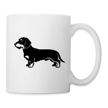 Dackel Hund Silhouette - Tasse - Weiß - Rechts