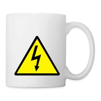 Strom - Hochspannung - Gefahr - Achtung - Power - Tasse - Weiß - Rechts