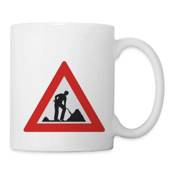 Hommes au avertissement de travail - Mug blanc - blanc - Droite