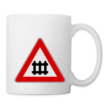 Warning train gate sign - Mug - white - Right