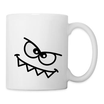 Evil Peeping Cartoon Monster Face Sharp Teeth - Mug - white - Right