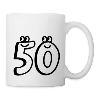 50 - Fünfzig - Line - Tasse - Weiß - Rechts