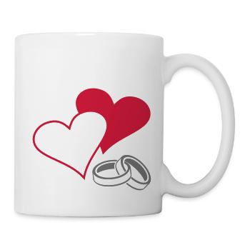 Herzen und Ringe - Tasse - Weiß - Rechts