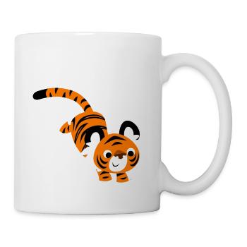 Cute Jumping Cartoon Tiger by Cheerful Madness!! - Mug - white - Right
