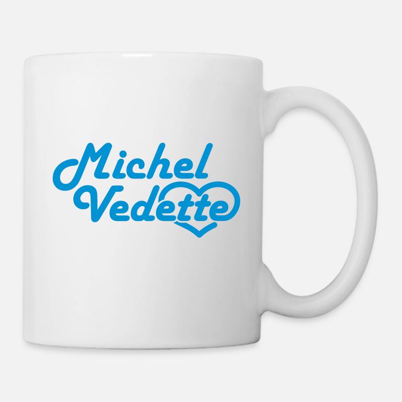 Logo Michel Vedette bleu cyan - Mug blanc - blanc