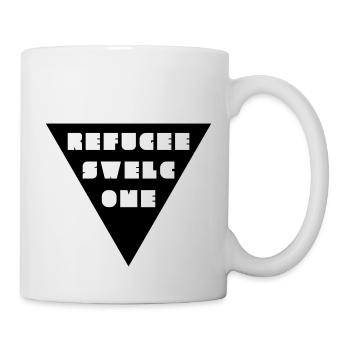 Refugees Welcome + Dreieck - Tasse - Weiß - Rechts