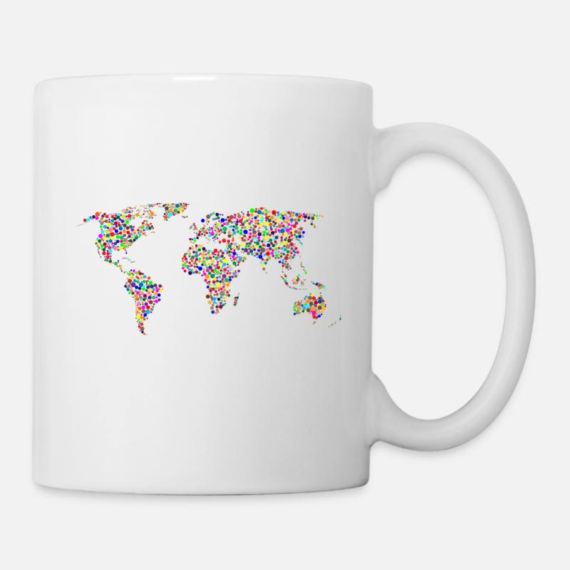 Rainbow world map made up of dots - Mug - white