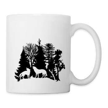 wolf pack wolves howling wild animal moon forest - Mug - white - Right