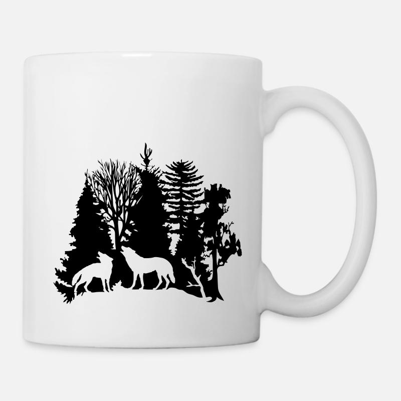 loup foret loups arbre - Mug blanc - blanc