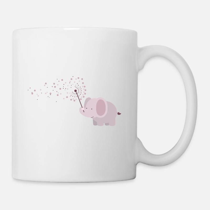 Elefant mit Pusteblume - Tasse - Weiß