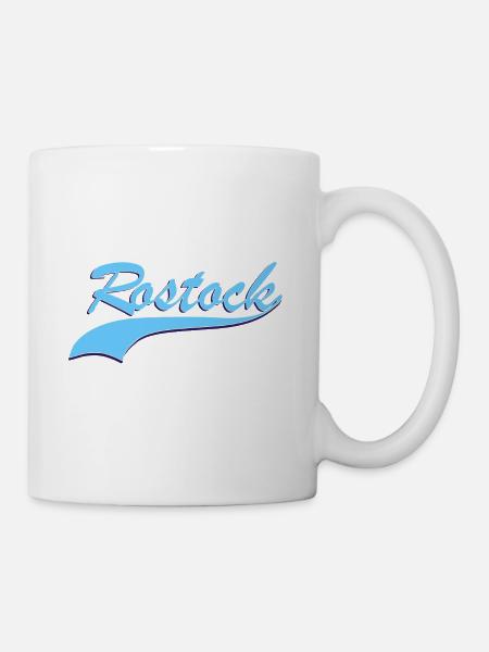 Rostock Retro Schriftzug - Tasse - Weiß