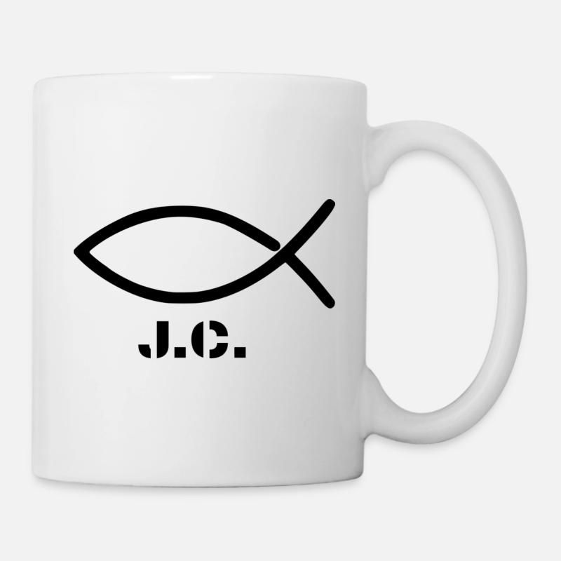 Christian fish (Christianity) with lettering - Mug - white