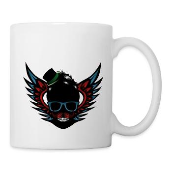 tete de mort aile hipster crane chapeau aille lune - Mug blanc - blanc - Droite