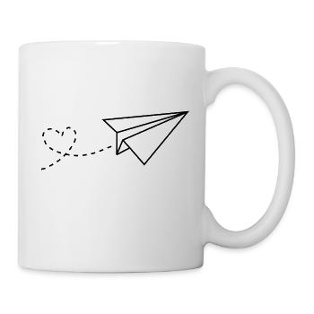 Herz Papierflieger - Tasse - Weiß - Rechts