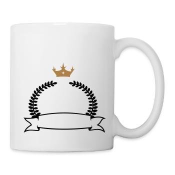 Lorbeerkranz mit Banner und Krone / laurel banner - Tasse - Weiß - Rechts