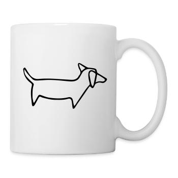 Dackel Minimalismus Zeichnung - Tasse - Weiß - Rechts