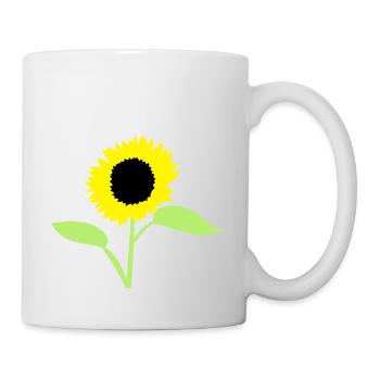 Sommer-Sonnenblumengelb mit offenen Blätter - Tasse - Weiß - Rechts