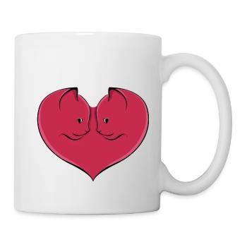 chat coeur - Mug blanc - blanc - Droite