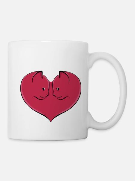 chat coeur - Mug blanc - blanc
