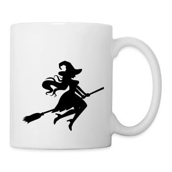 Halloween_Hexe auf Zauberstab Hexenjagd - Tasse - Weiß - Rechts