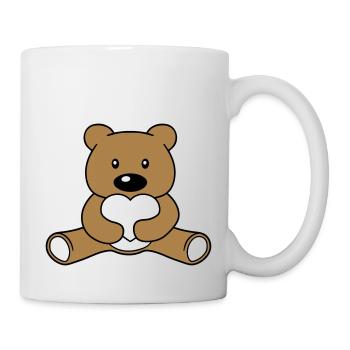Mignon ours en peluche kawaii tenant un cœur rouge montrant de l’amour - Mug blanc - blanc - Droite