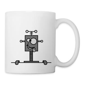 Funny Crazy Robot Behind Wall - Mug blanc - blanc - Droite