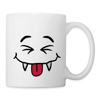 Lustig Frech Comic Monster Vampir Gesicht - Tasse - Weiß - Rechts