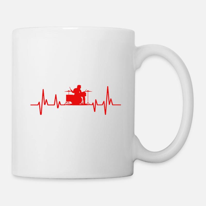 Drums Heartbeat Funny drummer - Mug - white