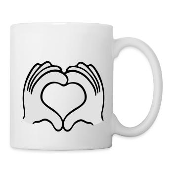 handherz herz liebe hände zeichen zeigen verliebt - Tasse - Weiß - Rechts